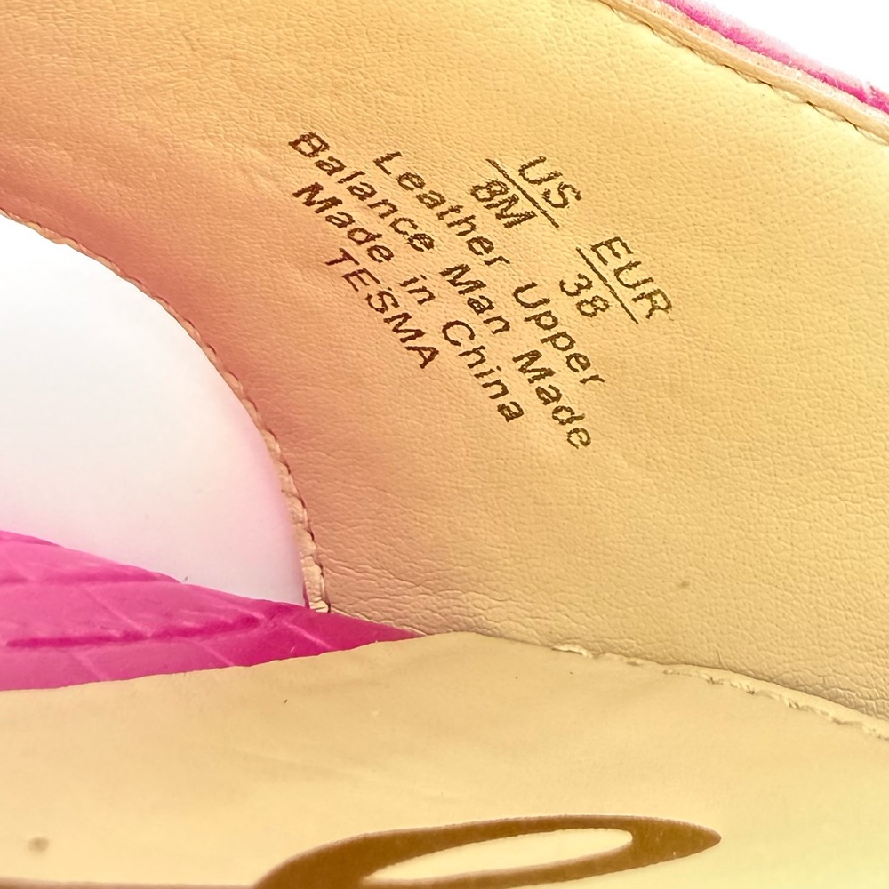 Sam Edelman Tesma Croc-Embossed Wedge Mules Hot -Pink Chic Statement Heels SZ-8 - Picture 7 of 17
